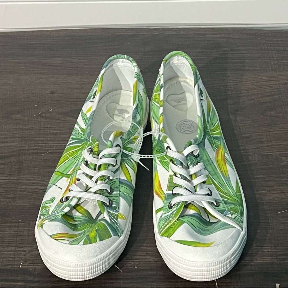 NWOT Rocket Dog Jazzin Green/White Palm Print Cotton Sneakers Size 11 - Picture 2 of 10